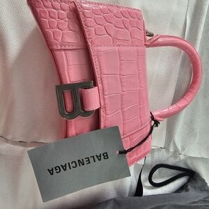 Balenciaga Pink Croc-Embossed Women's Bag